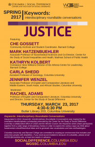 DISCUSSION: Keyword: Justice–Interdisciplinary Conversation on Thursday, March 23!